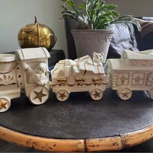 Ceramic Train Home Accent with Gold Accents